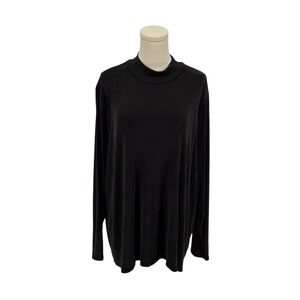 Ophelia Roe Black Mock Neck Ribbed Long Sleeve Top Plus Size 3X